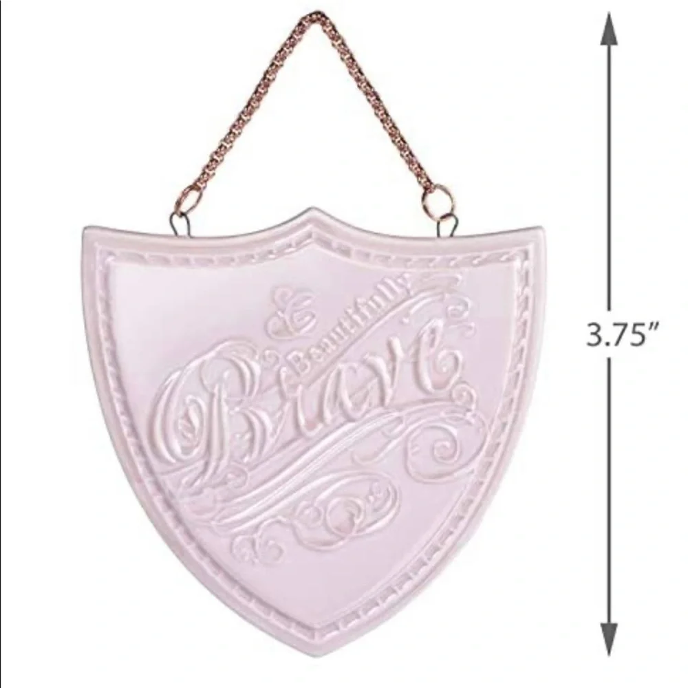 Hallmark Keepsake NIB Christmas Ornament Beautifully Brave Pink Shield Porcelain